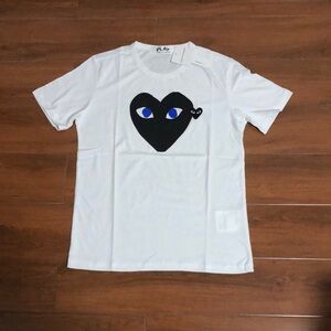 CDG Play Love Face Logo Size Love Crewneck Short Sleeve Men
